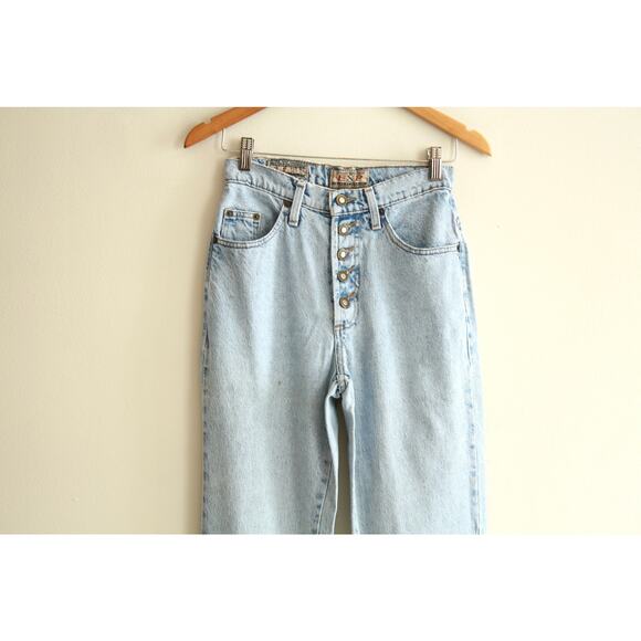 Vintage 90s High Waist Jeans | Light Wash Button‑Fly Denim | 26" - Picture 2 of 6